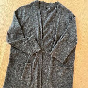 Women's ATM 100% Cashmere open long cardigan - Size M - Charcoal Grey Melange